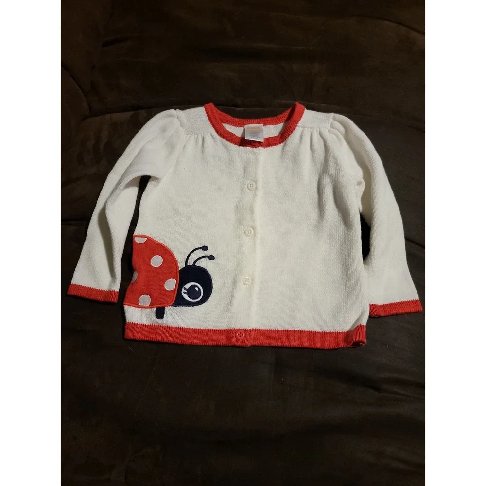 Gymboree smart little lady ladybug sweater cardigan size 18 24 months